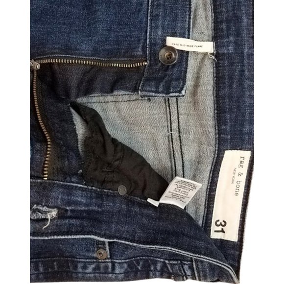 RAG & BONE Cate Mid-Rise Flare Blue Denim Jeans Women's 31 - Picture 10 of 10